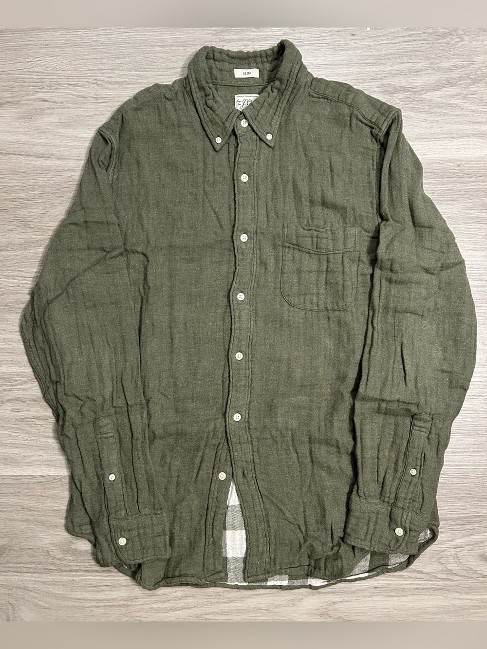 J Crew Olive Green Button-Down Shirt